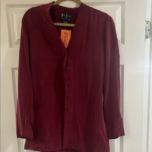 Women's Burgundy Silk Top
